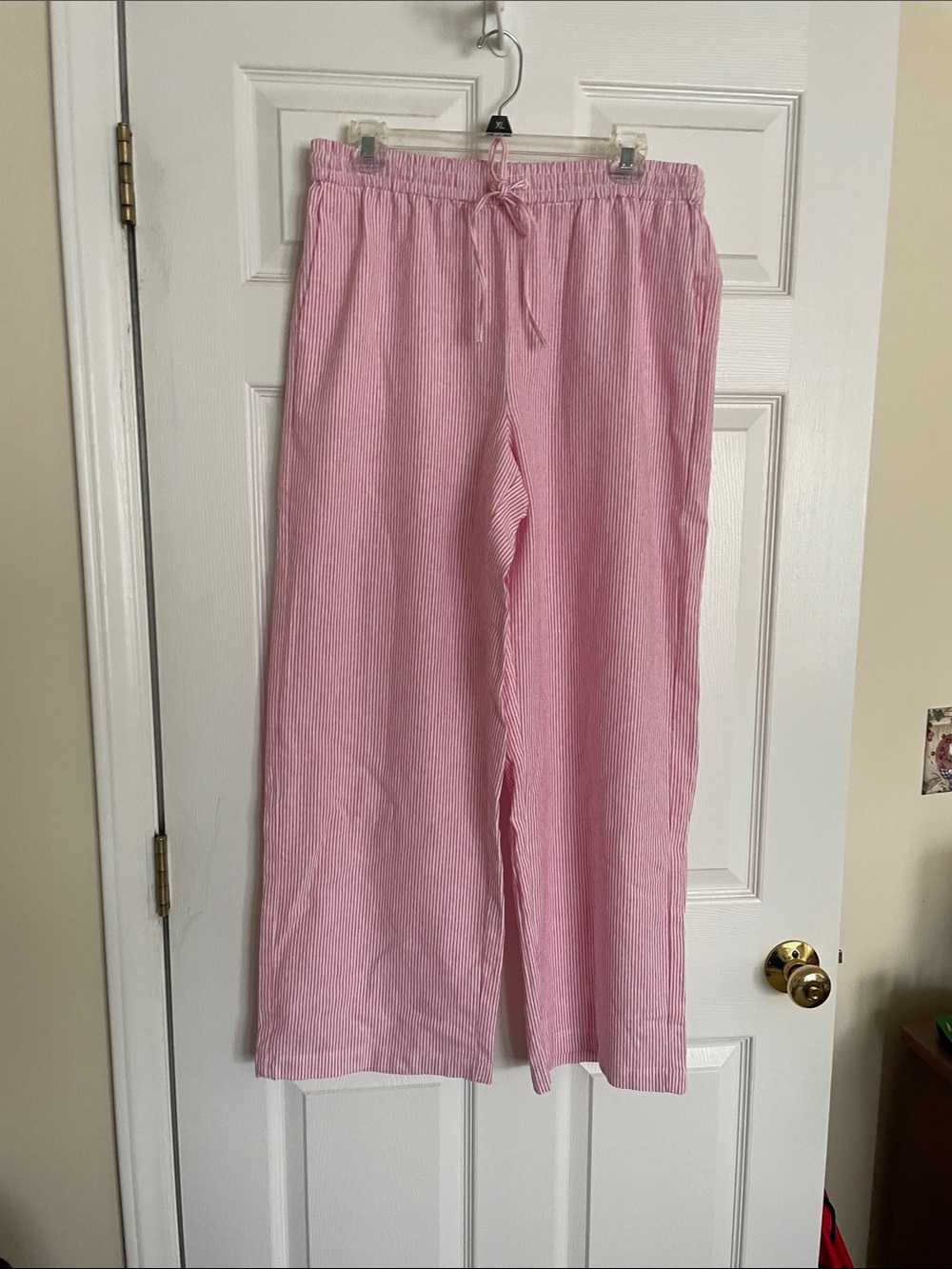 Light Pink and white stripe Drawstring Lounge Pants, size 10